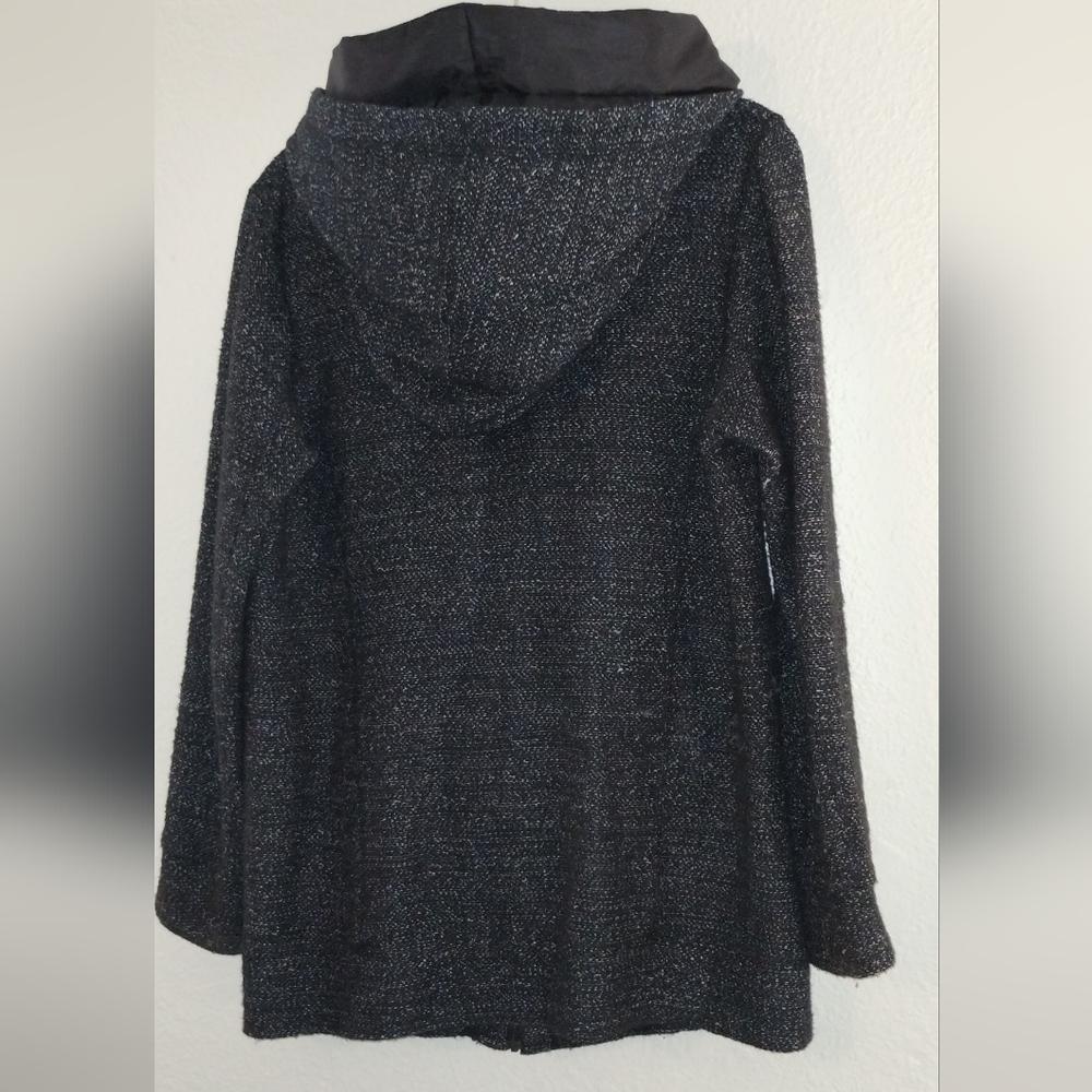 BCBG MAXAZRIA "NATHYN" DOUBLE LAYER JACKET- REMOVABLE HOOD ~SIZE XS ~ GRAY/BLACK - Picture 13 of 16